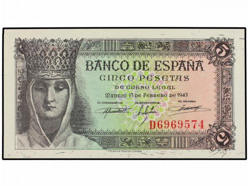 ESTADO ESPAÑOL. Lote 2 billetes 5 Pesetas. 13 Febrero 1943. 