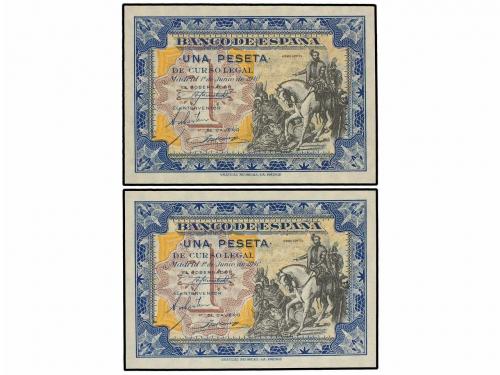 ESTADO ESPAÑOL. Lote 2 billetes 1 Peseta. 1 Junio 1940. Hern