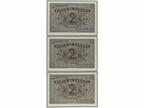 ESTADO ESPAÑOL. Lote 3 billetes 2 Pesetas. 30 Abril 1938. Ca