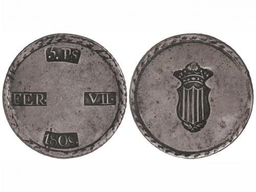 FERNANDO VII. 5 Pesetas. 1809. TARRAGONA. Cero de la fecha g