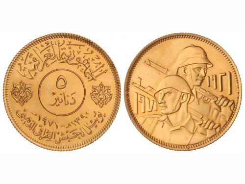 IRAQ. 5 Dinars. 1971. 13,57 grs. AU. 50 aniversario Ejército