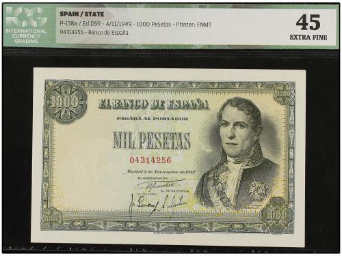 ESTADO ESPAÑOL. 1.000 Pesetas. 4 Noviembre 1949. Santillán. 