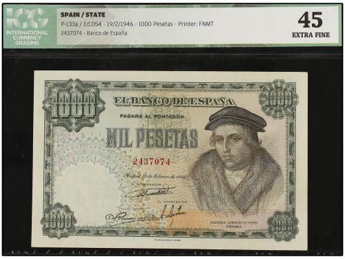 ESTADO ESPAÑOL. 1.000 Pesetas. 19 Febrero 1946. Luis Vives.