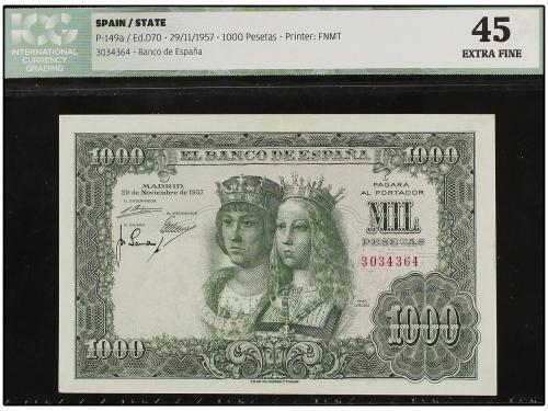 ESTADO ESPAÑOL. 1.000 Pesetas. 29 Noviembre 1957. Reyes Cató