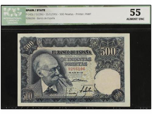 ESTADO ESPAÑOL. 500 Pesetas. 19 Noviembre 1951. Benlliure. S