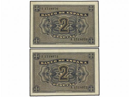 ESTADO ESPAÑOL. Lote 2 billetes 2 Pesetas. 30 Abril 1938. Se