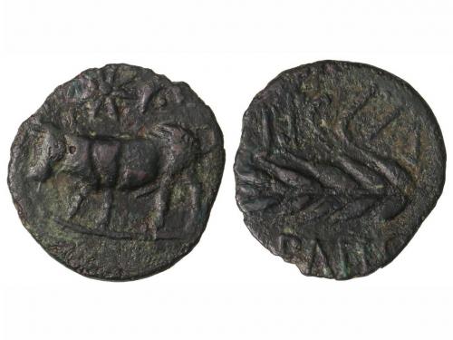 MONEDAS HISPÁNICAS. Semis. BAILO. Toro a izquierda, encima e