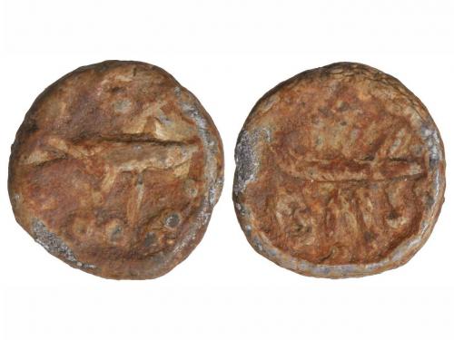 MONEDAS HISPÁNICAS. Plomo monetiforme. BALSA. Pez a derecha.