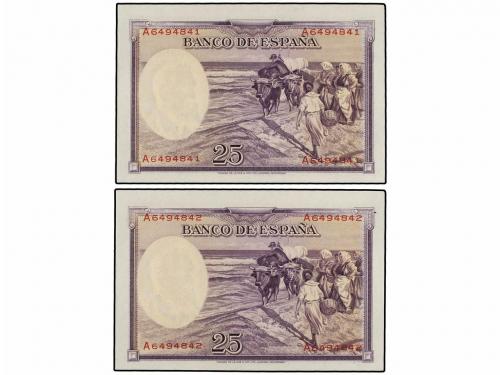 GUERRA CIVIL, ZONA REPUBLICANA. Lote 2 billetes 25 Pesetas. 