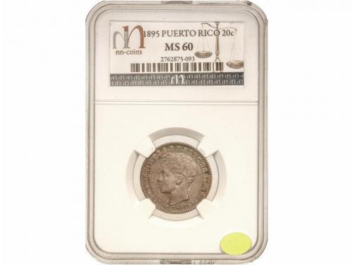 ALFONSO XIII. 20 Centavos de Peso. 1895. PUERTO RICO. P.G.-V