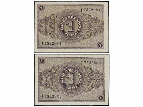 ESTADO ESPAÑOL. Lote 2 billetes 1 Peseta. 30 Abril 1938. Ser