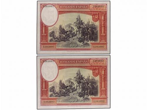 BANCO DE ESPAÑA. Lote 2 billetes 500 Pesetas. 7 Enero 1935. 