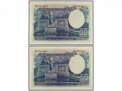 GUERRA CIVIL, ZONA REPUBLICANA. Lote 2 billetes 50 Pesetas. 