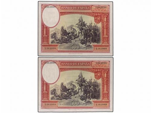 GUERRA CIVIL, ZONA REPUBLICANA. Lote 2 billetes 500 Pesetas.