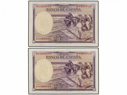 GUERRA CIVIL, ZONA REPUBLICANA. Lote 2 billetes 25 Pesetas. 
