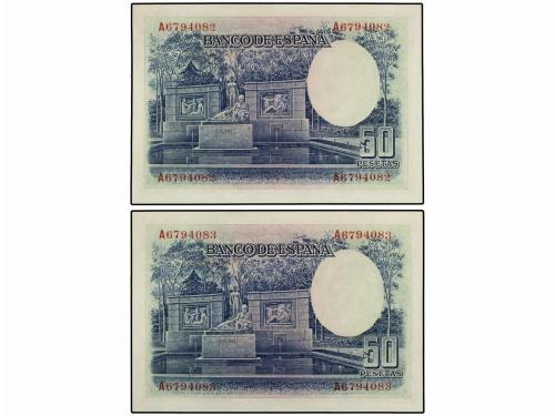 GUERRA CIVIL, ZONA REPUBLICANA. Lote 2 billetes 50 Pesetas. 