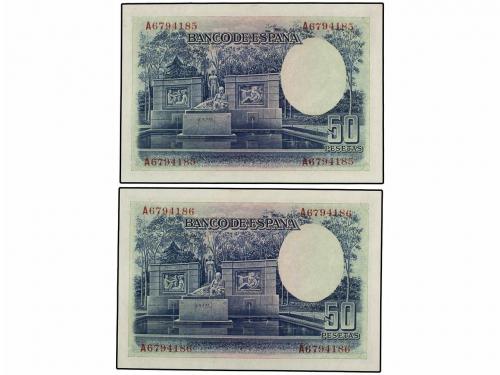 GUERRA CIVIL, ZONA REPUBLICANA. Lote 2 billetes 50 Pesetas. 