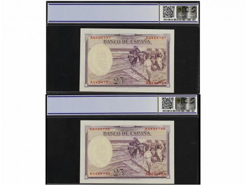 GUERRA CIVIL, ZONA REPUBLICANA. Lote 2 billetes 25 Pesetas. 