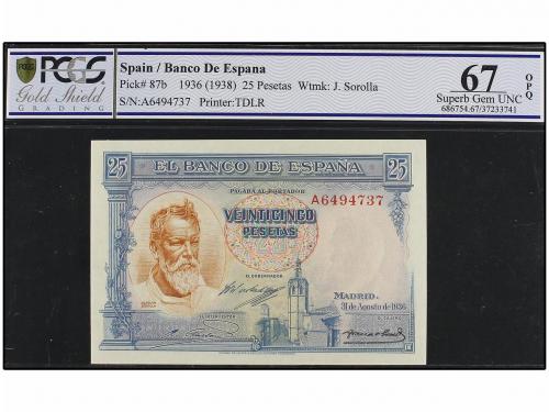 GUERRA CIVIL, ZONA REPUBLICANA. Lote 2 billetes 25 Pesetas. 