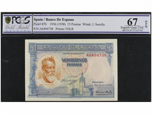 GUERRA CIVIL, ZONA REPUBLICANA. Lote 2 billetes 25 Pesetas. 