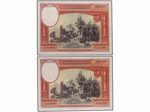 CATALUNYA. Lote 2 billetes 500 Pesetas. 7 Enero 1935. Hernán