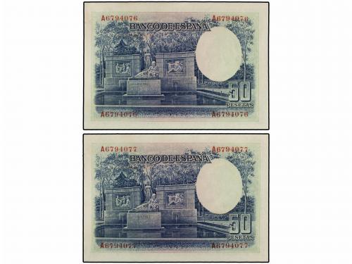 GUERRA CIVIL, ZONA REPUBLICANA. Lote 2 billetes 50 Pesetas. 
