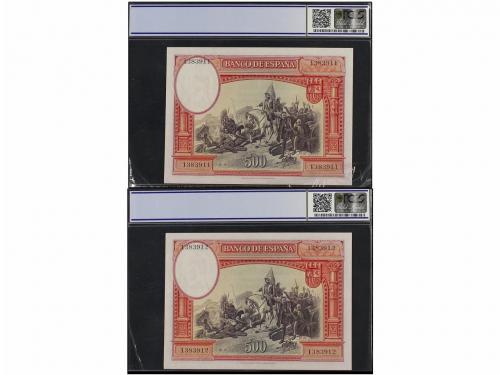 GUERRA CIVIL, ZONA REPUBLICANA. Lote 2 billetes 500 Pesetas.