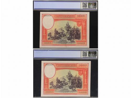 GUERRA CIVIL, ZONA REPUBLICANA. Lote 2 billetes 500 Pesetas.