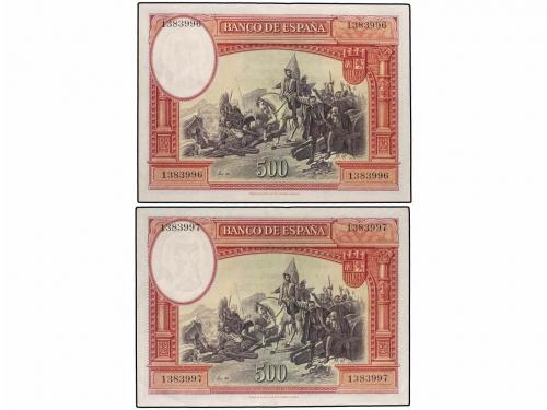 GUERRA CIVIL, ZONA REPUBLICANA. Lote 2 billetes 500 Pesetas.