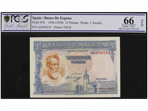 GUERRA CIVIL, ZONA REPUBLICANA. Lote 2 billetes 25 Pesetas. 