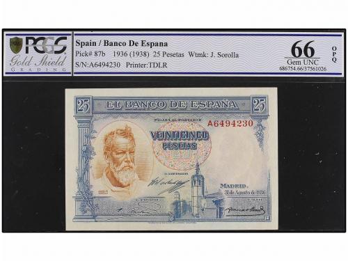 GUERRA CIVIL, ZONA REPUBLICANA. Lote 2 billetes 25 Pesetas. 