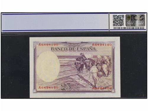 GUERRA CIVIL, ZONA REPUBLICANA. 25 Pesetas. 31 Agosto 1936. 