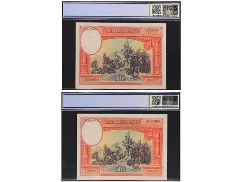 GUERRA CIVIL, ZONA REPUBLICANA. Lote 2 billetes 500 Pesetas.