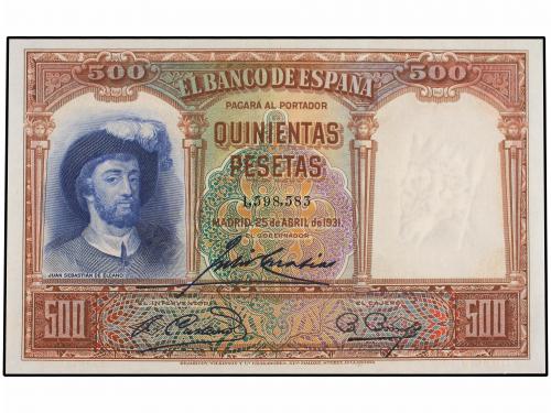 GUERRA CIVIL, ZONA REPUBLICANA. 500 Pesetas. 25 Abril 1931. 