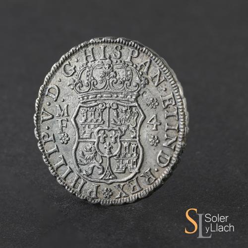 FELIPE V. 4 Reales. 1742. MÉXICO. M.F. 13,19 grs. Pátina osc