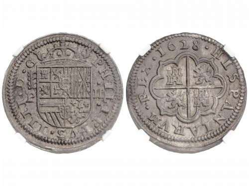 FELIPE IV. 2 Reales. 1628. SEGOVIA. P. En cápsula de la NGC 