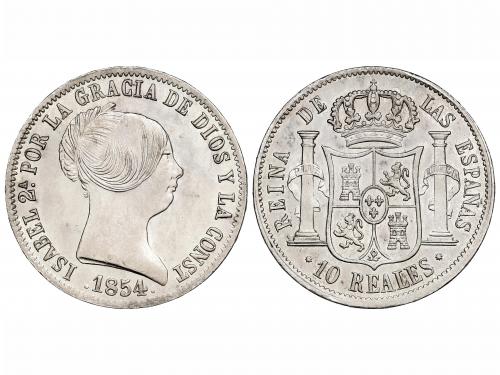 ISABEL II. 10 Reales. 1854. BARCELONA. 13,01 grs. Reverso gi