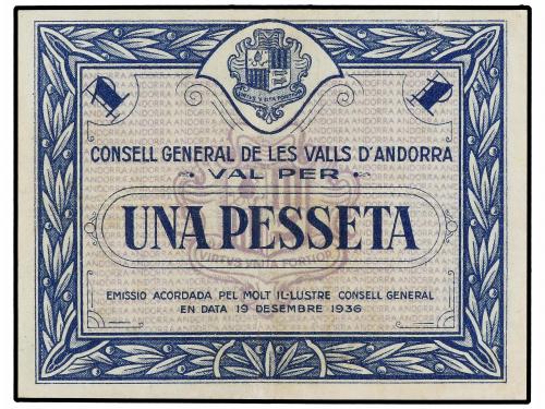 EMISIONES DE ULTRAMAR I ANDORRA. 1 Pesseta. 19 Desembre 1936