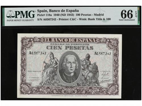 ESTADO ESPAÑOL. 100 Pesetas. 9 Enero 1940. Colón. Serie A. P