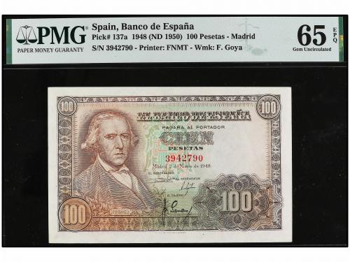 ESTADO ESPAÑOL. 100 Pesetas. 2 Mayo 1948. Bayeu. Sin Serie. 