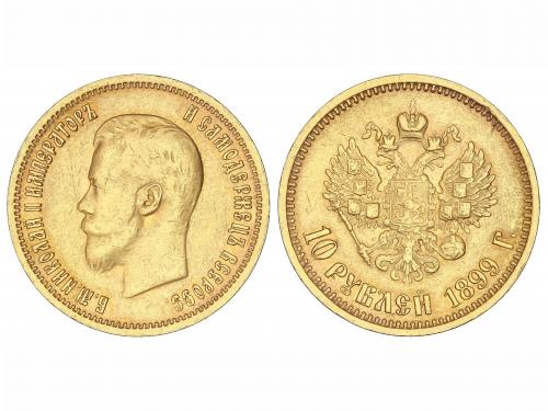 RUSIA. 10 Rublos. 1899-A?. NICOLÁS II. SAN PETERSBURGO. 8,54