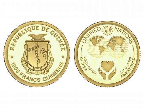 GUINEA. 1.000 Francos. 2020. 0,5 grs. AU. Naciones Unidas. E