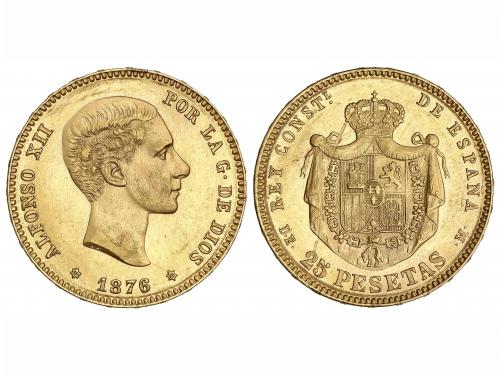 ALFONSO XII. 25 Pesetas. 1876 (*18-76). D.E.-M. Brillo origi