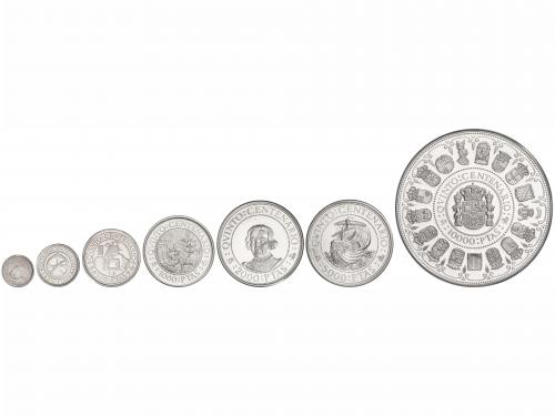 V CENTENARIO. Serie 7 monedas 100 a 10.000 Pesetas. 1989. AR