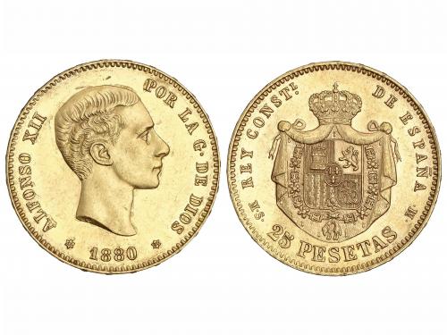 ALFONSO XII. 25 Pesetas. 1880 (*18-80). M.S.-M. Restos de br