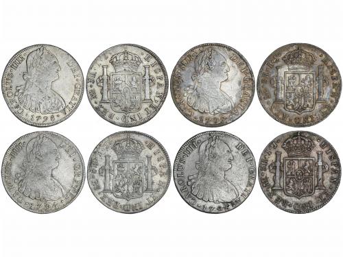 CARLOS IV. Lote 4 monedas 8 Reales. 1792, 1794, 1795 y 1798.