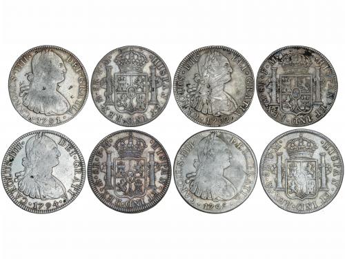 CARLOS IV. Lote 4 monedas 8 Reales. 1791, 1792, 1794 y 1796.