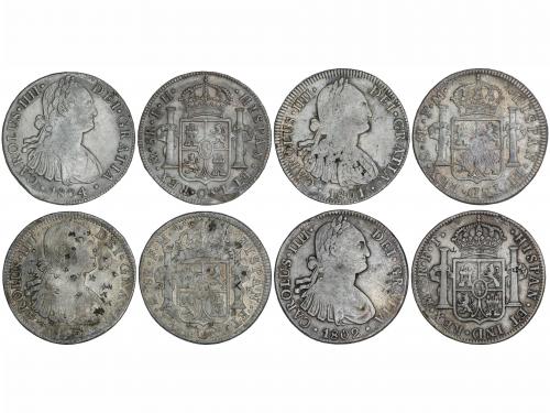 CARLOS IV. Lote 4 monedas 8 Reales. 1794, 1801, 1802 y 1804.