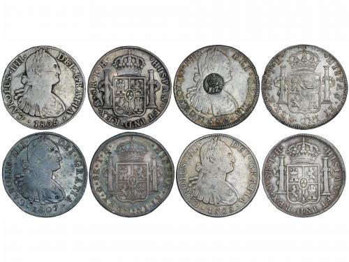 CARLOS IV. Lote 4 monedas 8 Reales. 1805, 1806, 1807 y 1808.