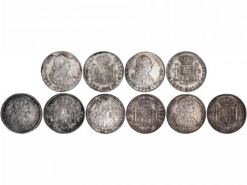 CARLOS IV. Lote 5 monedas 8 Reales. 1791 a 1795. POTOSÍ. P.R